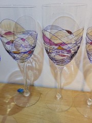 Milano Romania Stained Mosaic Wine Glasses Set Of 6 10 1/2” Tall