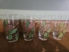 Vintage Lenox Holiday Plaid Ribbon Drinking Glasses 6” Lot of 4 Christmas