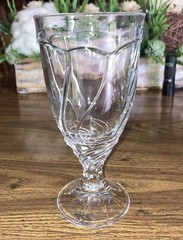 Noritake Sweet Swirl Clear 7 3/8” Tall Footed Iced Tea Tumbler 3-3/4″ Rim/14 oz