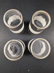 4 Vintage Frosted Gold Bands Tumblers Juice Glasses MCM Retro Barware 4.75″ T