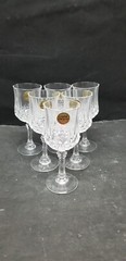 6 CRISTAL D’ARQUES 24% LEAD CRYSTAL LONGCHAMP 6 CL/4OZ CORDIAL GLASSES w/BOX