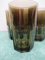 Set Of 7 Crisa Boston Mocha Brown Glasses/Tumblers 5 3/8” Tall 14oz