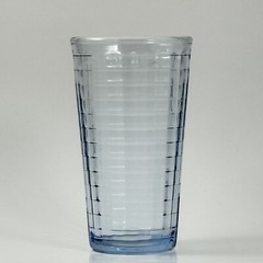 Set Of Six Two-Tone Blue Drinking Glasses Checkered Pattern Stands 5 1/8 In.Tall