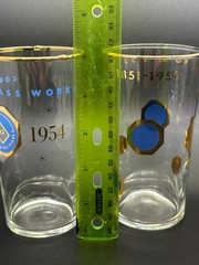 Set of 12 Corning Glass Works Anniversary Tumblers for Employees 1954-1963