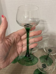 Vintage French Stemmed Emerald Green Wine Glasses Rhine Hock – SPRING DECOR – 5