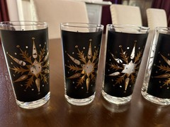 Set Of 6 Vintage Mid Century Helen Conroy Starburst Snowflake Highball Glasses