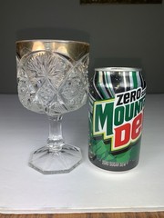 Antique US Glass Regal Clear/Gold Trim Water Goblet EAPG 1906 Stem 6” Tall