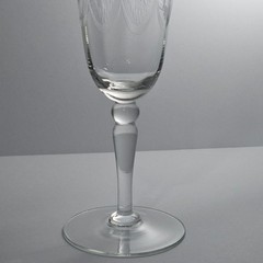Lacy Needle Etched Wine Glass 7″ clear romantic loops drapes vintage glassware.