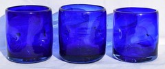 Blenko – COBALT BLUE – Dimpled – Set of 3 – 3 3/4″ OLD FASHIONED GLASSES