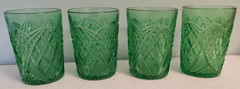 Vintage Emerald Green Glass Tumbler 4 In EAPG Set Of 4