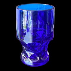 Georgian Mosser Cobalt Blue Tumbler 4″ Tall Vintage Barware Drinking Glass