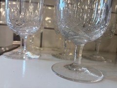 Lot – 6 Hoya Cut Crystal Oakwood 5 7/8” Ice Tea Glasses- Goblets 1960’s EUC