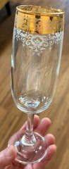 3 CELLINI BLOWN CRYSTAL CHAMPAGNE FLUTES GLASSES HAND DECORATED 24 KT GOLD ITALY