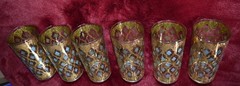 Gorgeous Vintage Culver Seville 22 Kt/Aqua Highballs, Set of 6