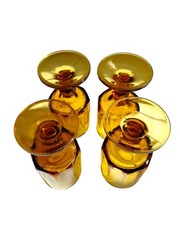 Colony Nouveau Gold 6oz Midcentury Amber Juice Glasses Set Of 4 By Indiana Glass