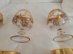 Vintage Set of 6 Medici Brandy Sniffer Arte Italica 24k Gold Trim