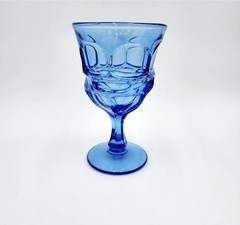 Vintage Fostoria Argus Blue Goblets Water Wine Glasses 6.5″ HFM Set of 5