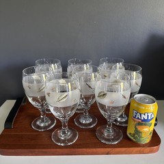 (8) Pfalzgraff Naturewood 10 Oz Goblet Set Garden Botanical Libbey Stemware Lot