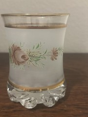 Vntg 1960s Italian Interpur Hand Painted Cocktail Glass Roses Signed 14kt Trim