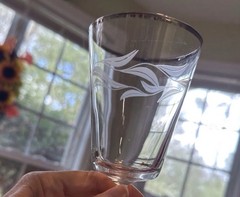 Cristal D Arques Etched Laurel Leaf Water Goblets with Platinum Rim Set Of 7