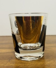 Vintage MCM 1960s Black & 22 Karat Gold Coin Lowball Glasses by Cera (Set Of 5)