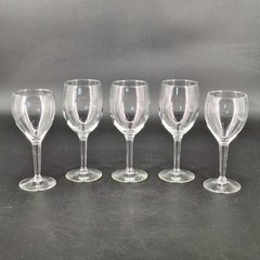 Wine Drinking Glasses Clear Stemmed 5pc Set 3/6.75″ Tall & 2/6.25″ Tall