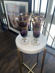 Set of 4 Interglass Amethyst 24 Karat Gold Encrusted Champagne Flutes