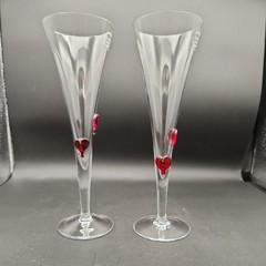 Set of Heart Flutes, Made in Romania for Federated Department Stores. 2000