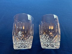 Set of 2 Waterford (?) Crystal Colleen Pattern 10oz Flat Tumblers ~4.25″ Tall