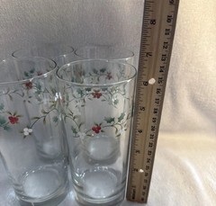 Pfaltzgraff Winterberry 16 oz Tall Clear Glasses Tumblers 6.25″ Tall Set of 4