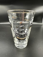 set of 2 MCM sailing ships with gold detail barware tumbler glasses