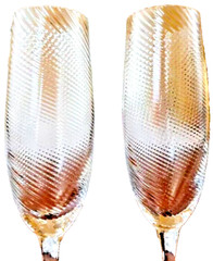 New Gorham Verona Handmade Champagne Flutes 2 PC Crystal Swirl Optic 10″H No Box