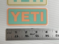 Lot of 3 YETI Cooler / Cup Logo Decal -(Tan, Black, Peach, Blue) – 4″ Stickers