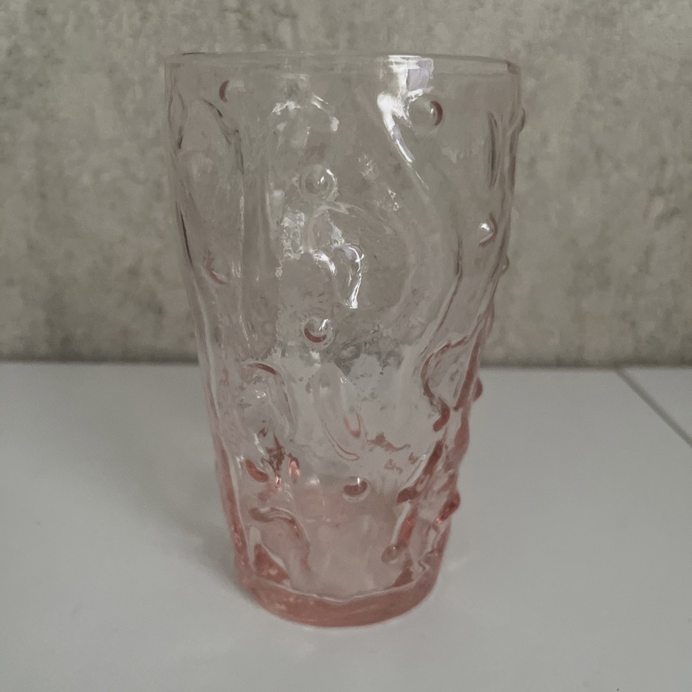Vintage Seneca Morgantown Driftwood Crinkle Tumbler Heather Pink 1 Tea Glass