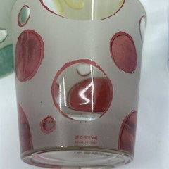 Set of 4 Cerve Italy Polka Dot Lowball Glass Frosted Old Fashion Barware MCM Vtg