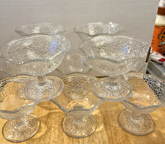 Lot of 10 Vintage L.E. Smith ‘By Cracky’ Crackle Clear Glass Champagne Sherbet