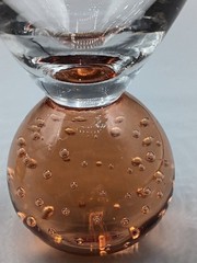 Vintage 90’s Set Of 2 Orange Glass Ball Stemless Martini Glasses