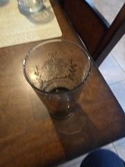 Vintage Smokey With Gold Painted Leo Zodiac Sign Drinking Glass