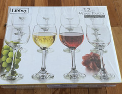 Libbey Wine Glass 12-Piece Set Clear Glass Round Glossy for All Occasions