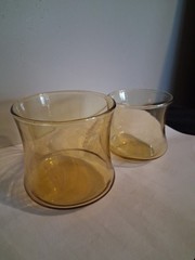 Curved Amber Short and Tall Tumblers Old Fashioned Brown Glass Set Of 6