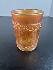 Vintage Marigold Carnival Glass Tumbler – Swan Pattern – 3.75” Tall