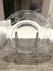 Tiffin Franciscan Clear Glass Etched Design 7 3/4” Salad, Desert Plate – Set 6