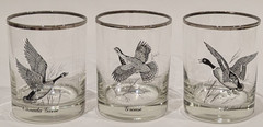 Federal Glass Sportsman Series Whiskey Glasses DOF Platinum Trim 4 3/8″T Vintage