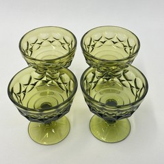 Noritake Perspective Olive Green Sherbet Champagne Glasses Set 4 Vintage