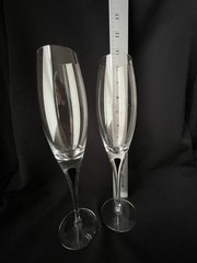 Pair of Orrefors Intermezzo Blue Champagne Flutes by Erika Lagerbielke 10″