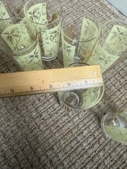 MCM Barware Cocktail Glass Set X 7 Palm Motif Tropical TIKI Jungle Design