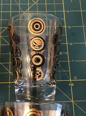 Vintage 4 Retro 4oz Clear Glass Drinking Glasses Gold & Black Abstract Design