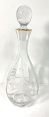 Mikasa Christmas Tree stars etched Wine decanter Carafe gold trim with stopper
