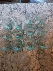 Set Of 12 Hand Blown Glasses Blue Green Goblets And Glasses Dinnerware