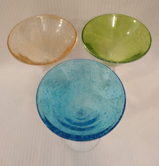 3 Artland Iris Bubble Glass Martini Glasses Seeded Hand Blown Multi Color 10″